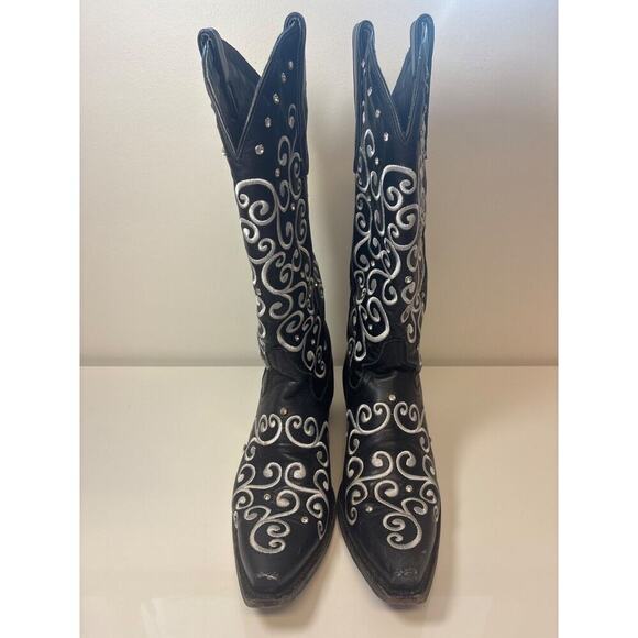 Lane LB00045A black womens boot sz 7 Us 37 Eur Cowgirl South Rodeo Embroid Rhine - Picture 1 of 4